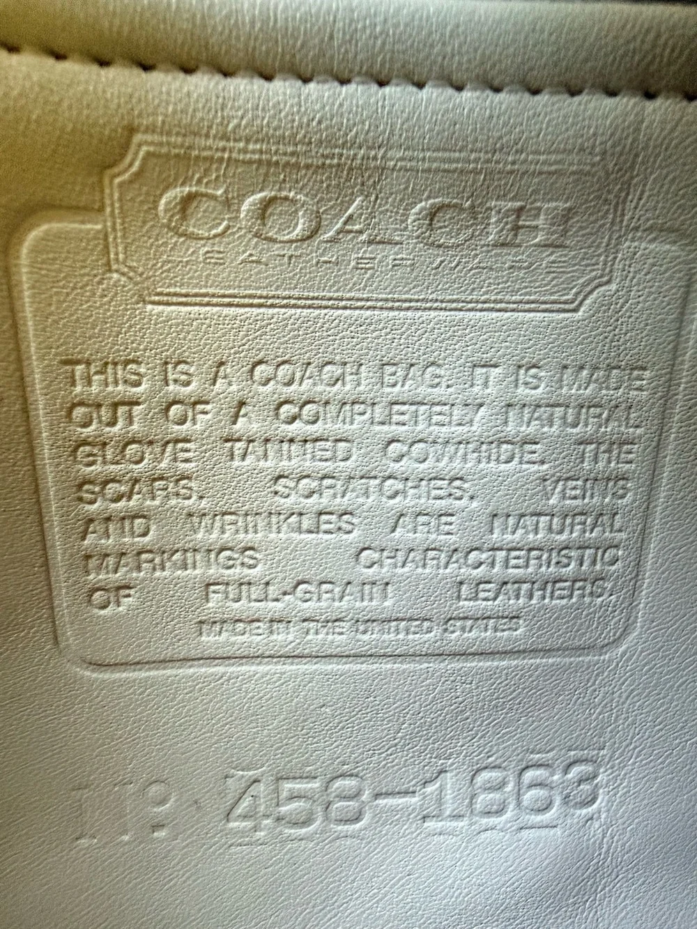 VINTAGE Coach Style 1863 | Bone White Leather | Excellent Condition